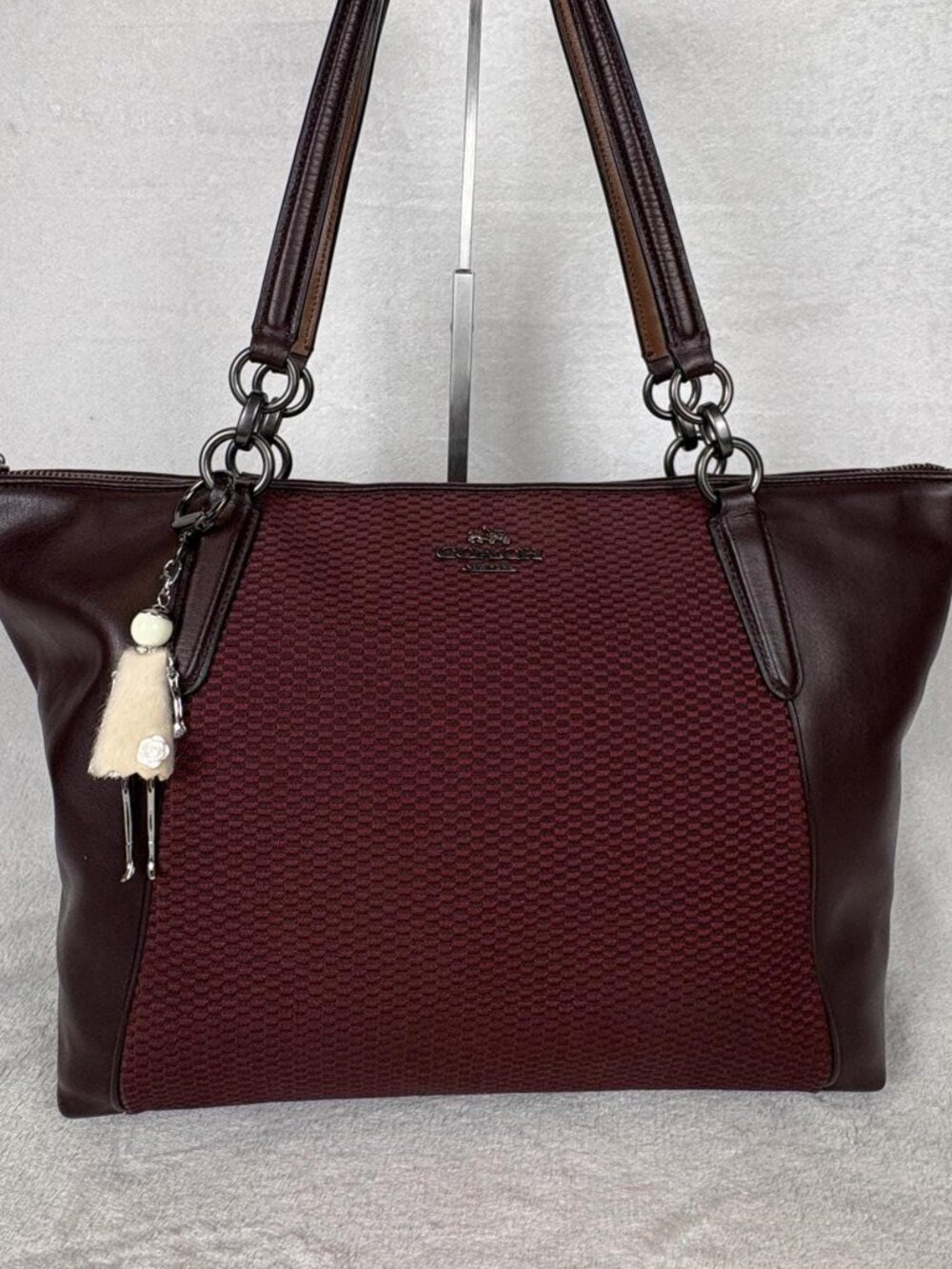 Coach Legacy Exploded Jacquard Ava Tote in Oxblood Colorway